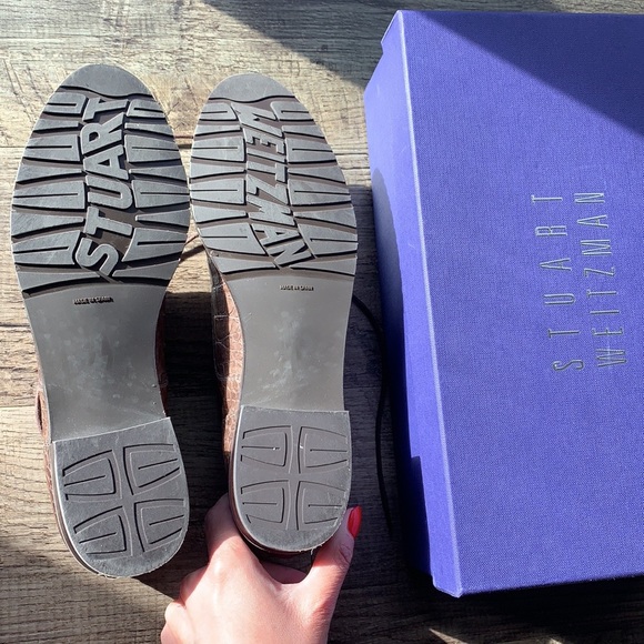 Stuart Weitzman brown leather flat booties 7.0 N narrow - Picture 2 of 3